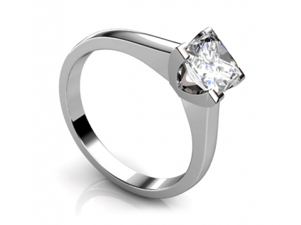 Princess solitaire diamond ring Platinum SPAP32 Profile view 