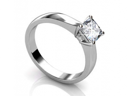 Solitaire princess cut diamond platinum ring SPAP37 Profile view 
