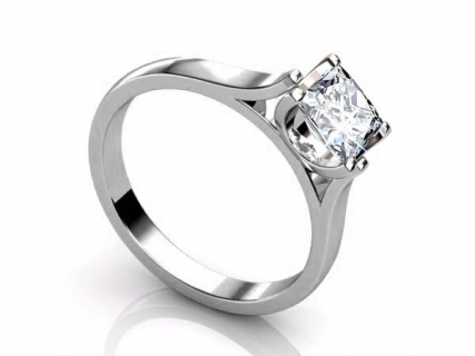 Princess cut diamond ring SPAP40 profile view Platinum solitaire 