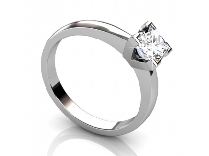 Solitaire Princess Platinum SPAP44 Ring profile view